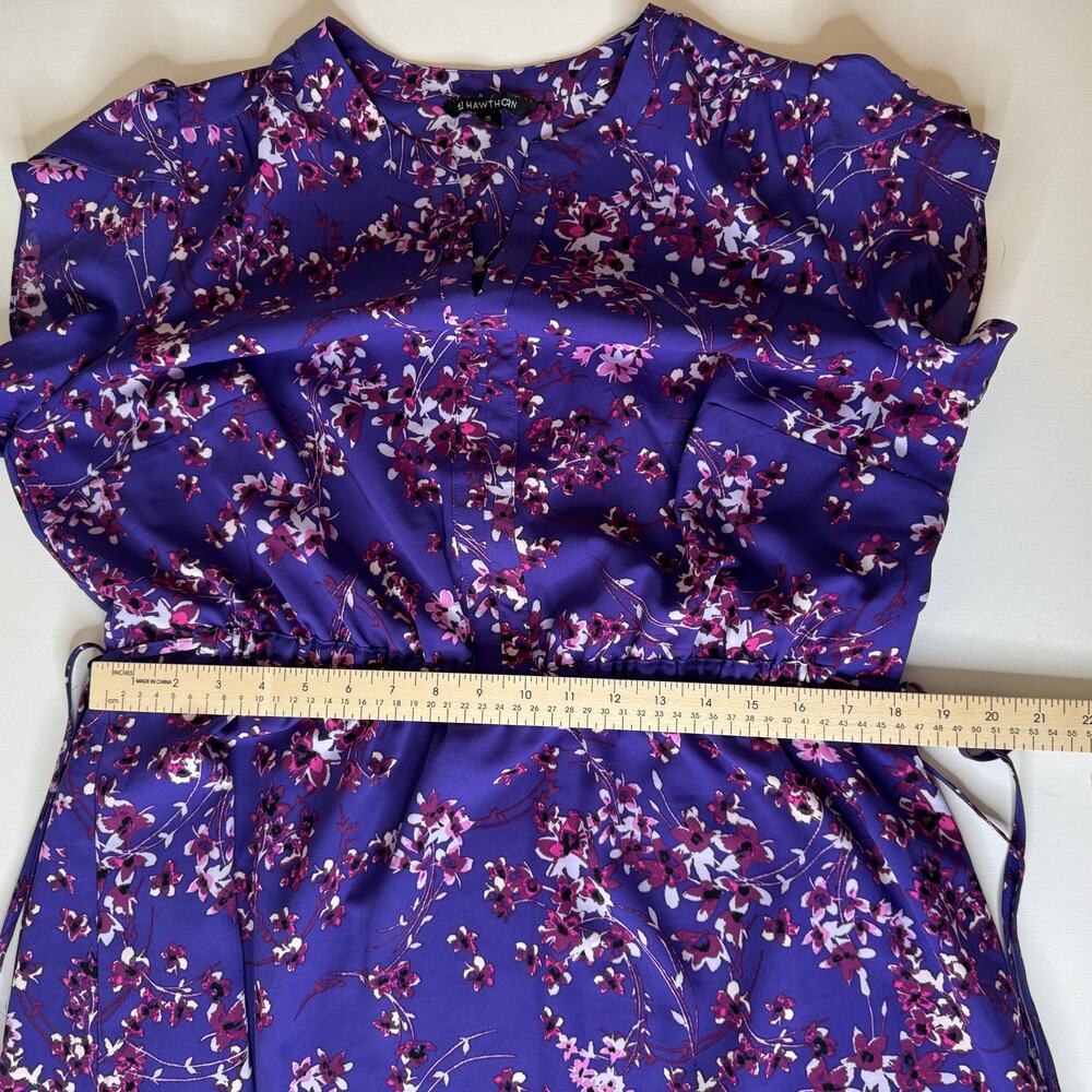 41 Hawthorn Womens Floral Cinched Waist Mini Dress in Purple Sz 1X | Feminine - Picture 15 of 15